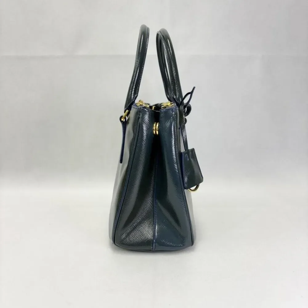 Galleria Saffiano Patent Medium Green/Navy
